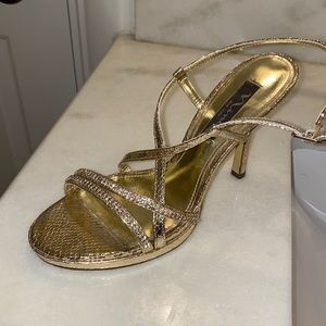 Nina New York Strappy Gold Heels. Size 8. Worn once!